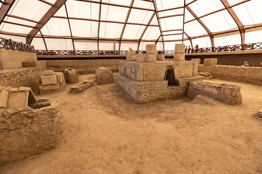 a stone structure inside a building, viminacium inside