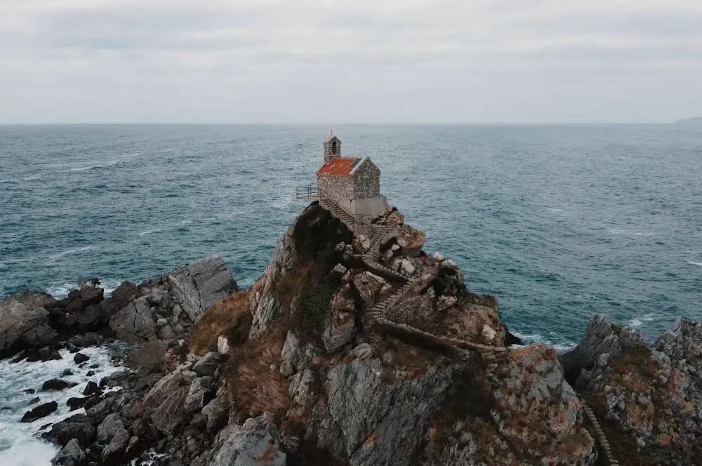 church on a rocky cliff above the water